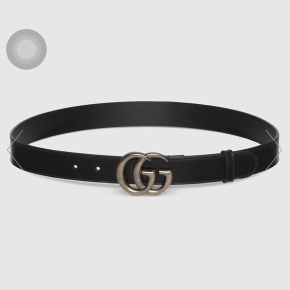 GUCCI Marmont Black/Silver Logo Belt 75 - Picture 2 of 12